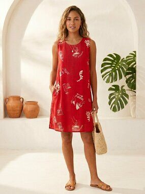 Paper Heart Tequila Mini Dress Red Linen Blend Size S Margarita Vacation New